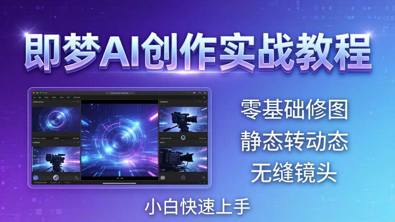 (4.26)即梦AI创作实战教程，从零基础修图到AI导演，实战教学静态转动态+无缝镜头，小白快速上手